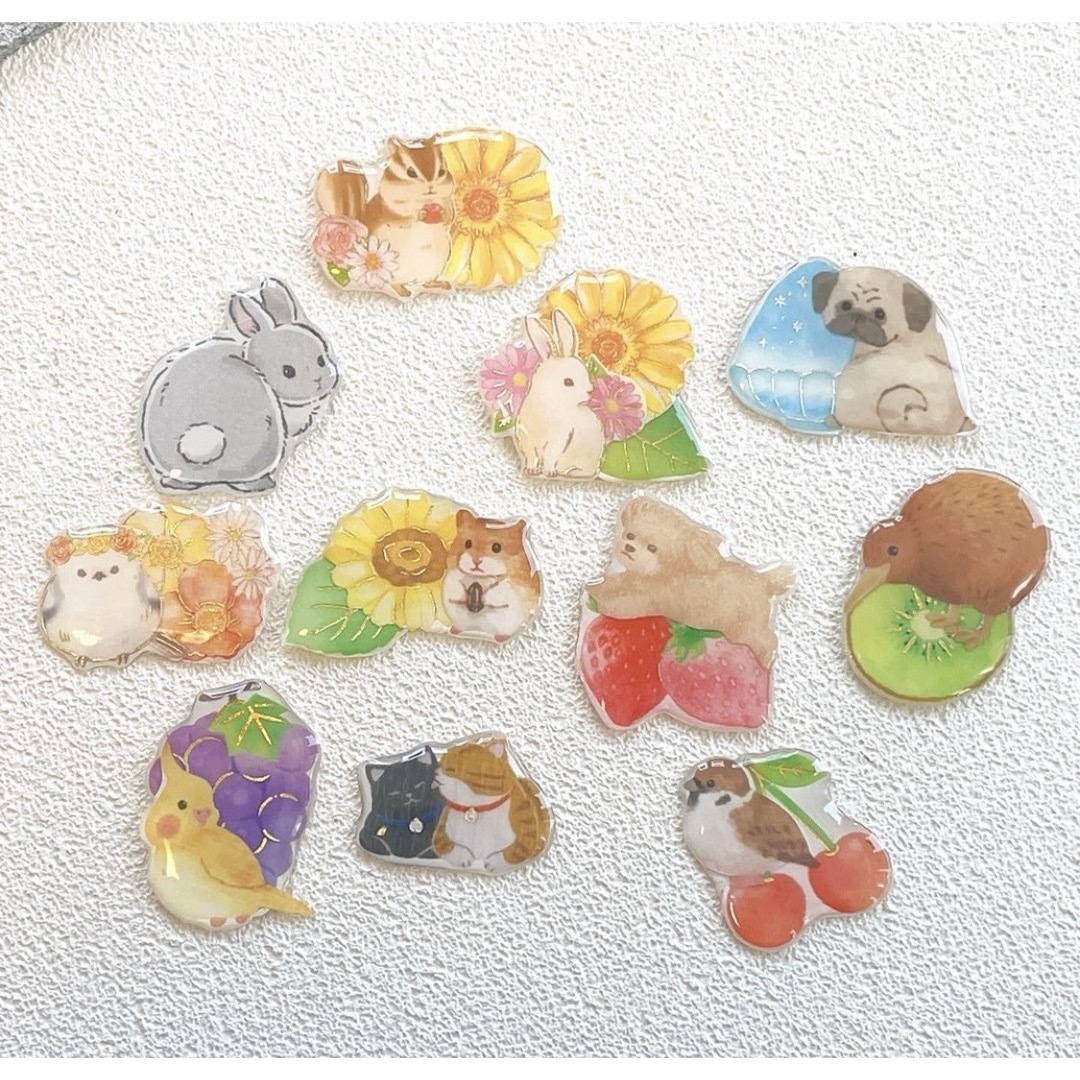 カバ 動物 もも ブローチ チャーム ヘアゴム ピンバッジ レジン