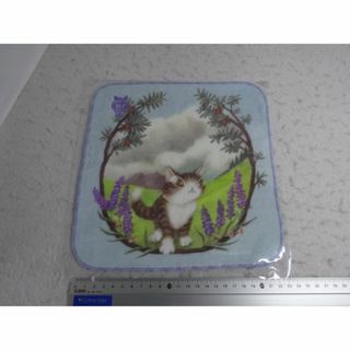 新品　ミニタオル　アート刺繍　不思議な国の境目　わちふぃーるど　ダヤン　猫(ハンカチ)