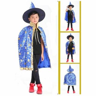 子供 ハロウィン コスチューム マント ケープ 三角帽子 魔法使い キッズ(衣装)