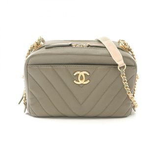 シャネル(CHANEL)のシャネル CHANEL シェブロン Vステッチ ショルダーバッグ バッグ ラムスキン（羊革） レディース カーキ系 25301988 【中古】(ショルダーバッグ)