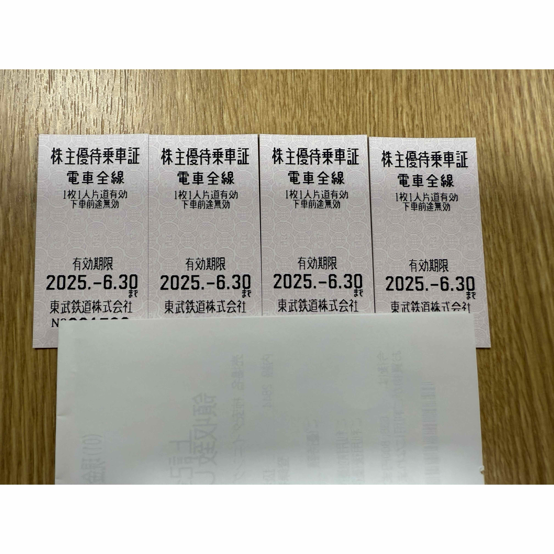 東武鉄道 株主優待乗車証 4枚 チケットの乗車券/交通券(鉄道乗車券)の商品写真
