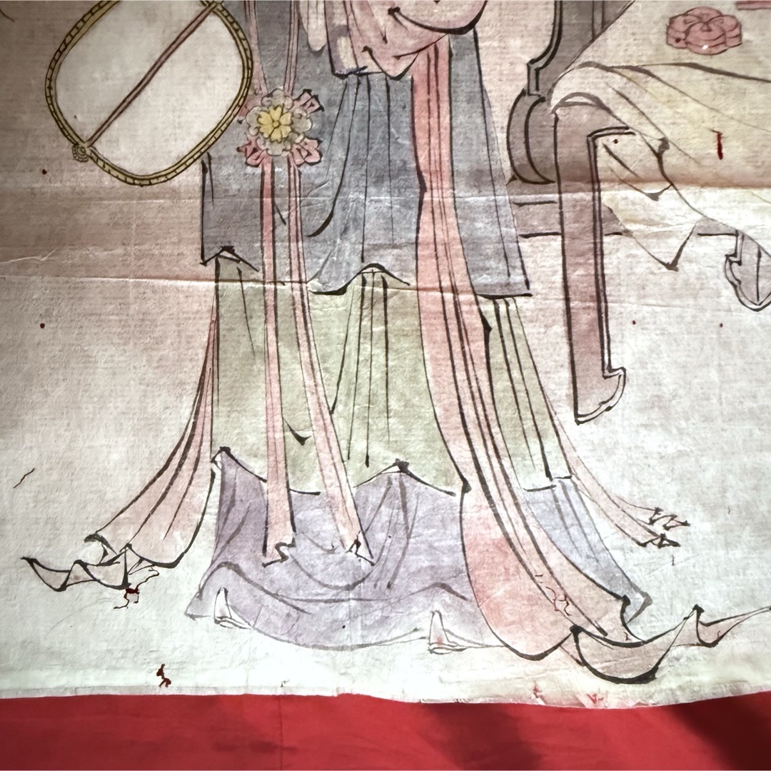 可愛いクリスマスツリーやギフトが！ 超絶の画力‼️渾身のリリース最高傑作「団扇と二輪草中国麗人粉 絵画+タペストリー