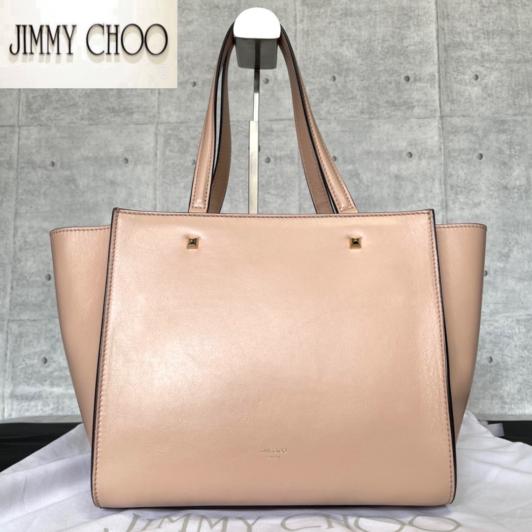 専用品JIMMY CHOO AVENUE/M ピンクベージュ TOTE BAG JIMMY CHOO - 【美品】JIMMY CHOO AVENUE/M ピンクベージュ TOTE