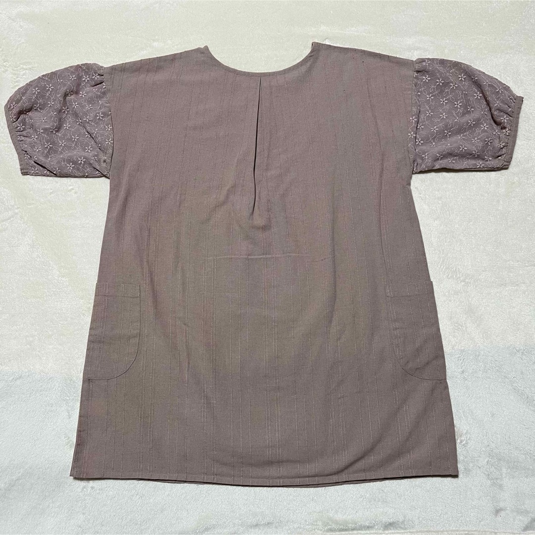 学研(ガッケン)の保育士エプロン　学研　半袖チュニックエプロン　くすみピンク　袖レース レディースのレディース その他(その他)の商品写真