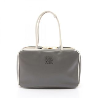 ミュウ ミュウ Miu Miu レザー ボー バッグ ラージ ショルダーバッグ バッグ レザー レディース グレー系 / ホワイト系 【中古】(ショルダーバッグ)