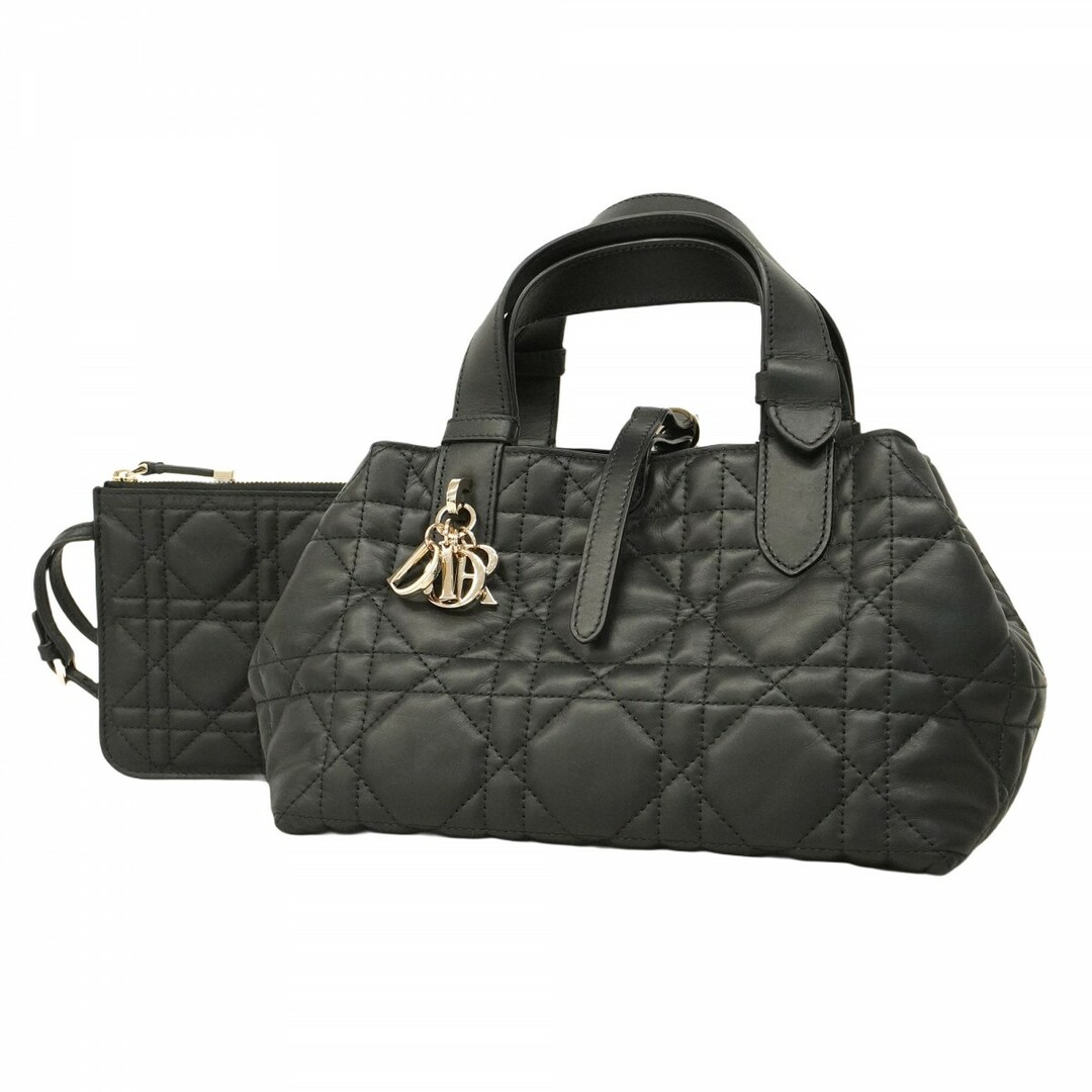 Christian Dior - 【5ec2338】クリスチャンディオール ハンドバッグ カナージュ トゥジュール レザー ブラック シャンパンゴールド金具【中古】レディース