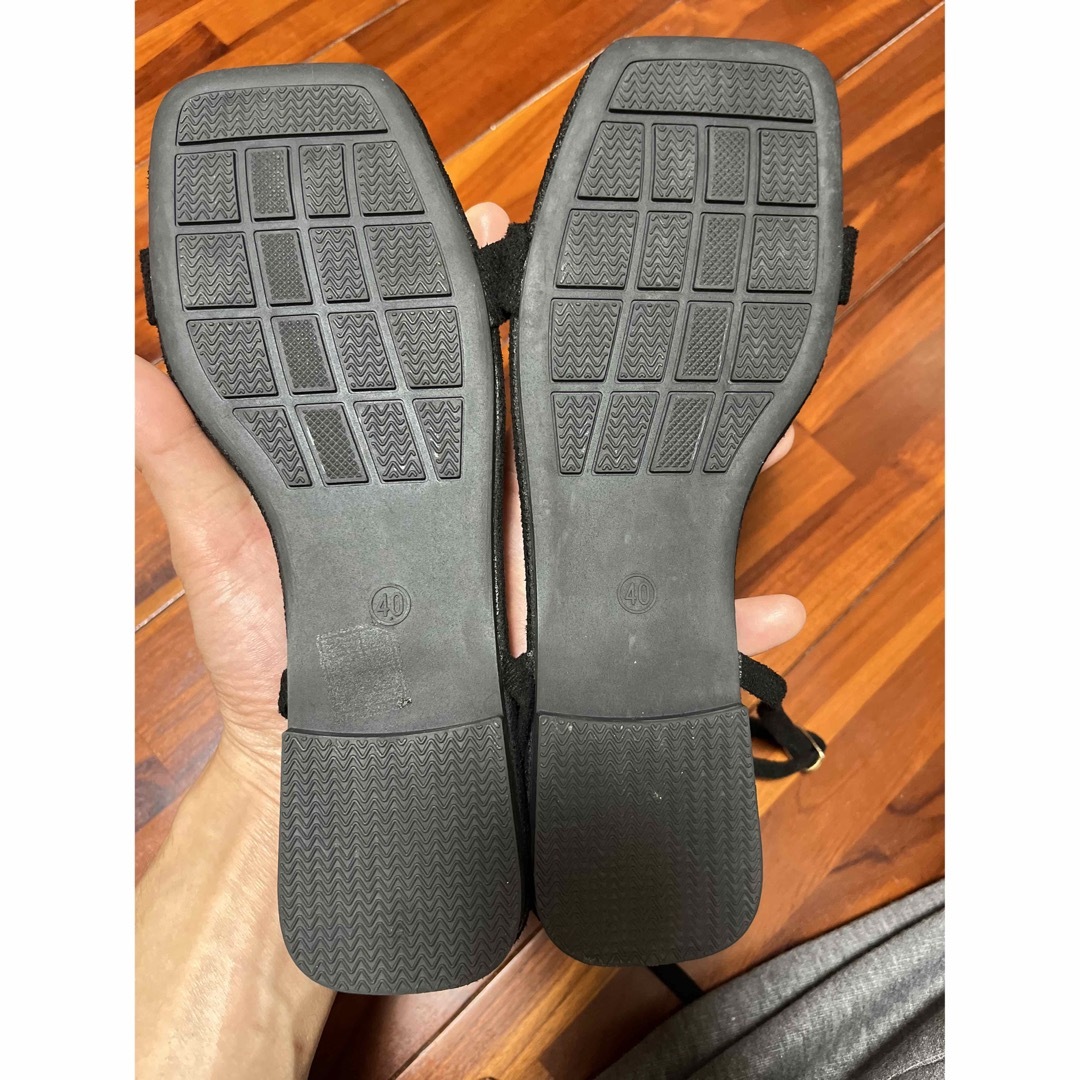 状態良好、黒 スエード風 ストラップサンダル　サイズ25cm レディースの靴/シューズ(サンダル)の商品写真