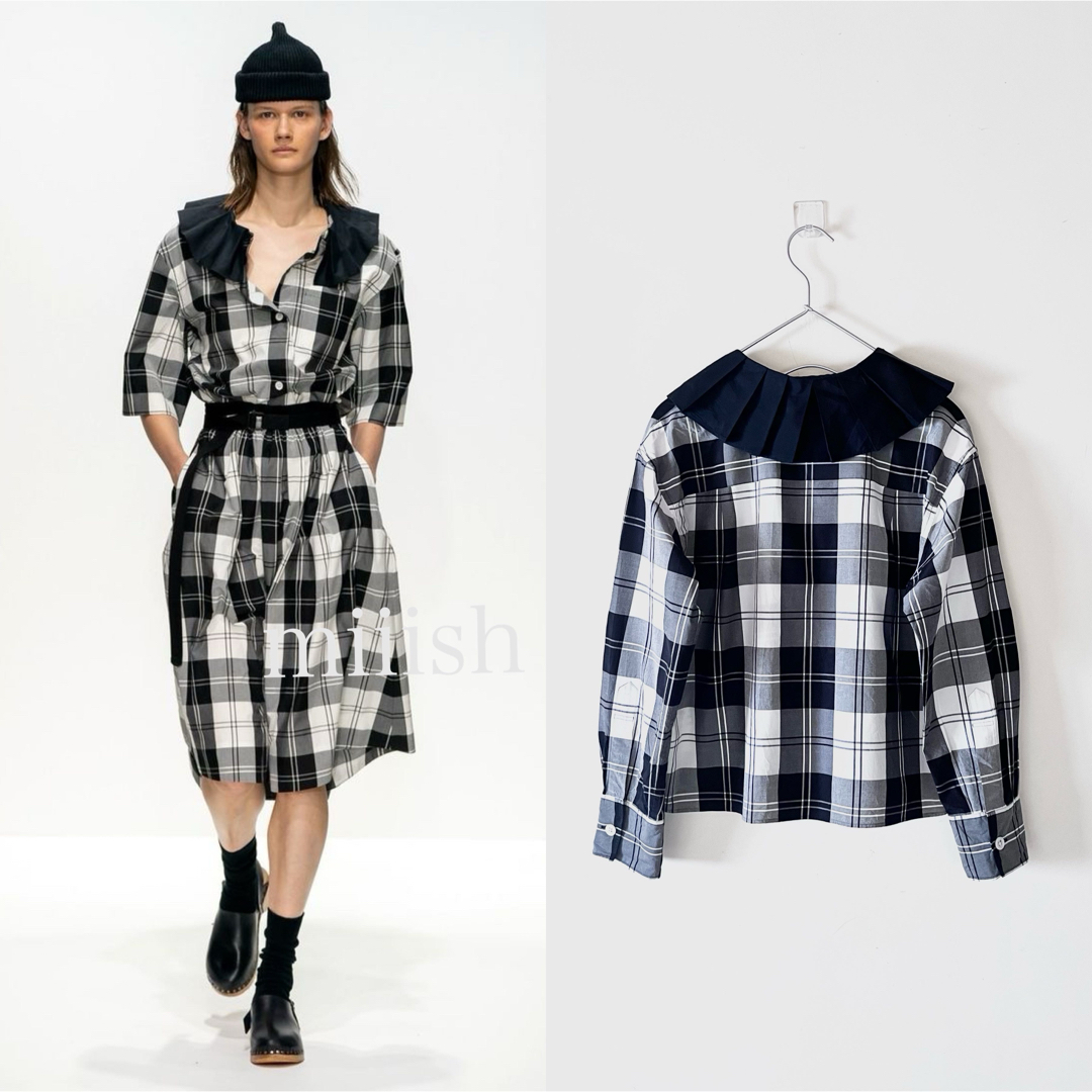 芸能人愛用のルームウェア MARGARET HOWELL - 美品 マーガレットハウエル モノチェック シャツ+ブラウス(長袖+七分)