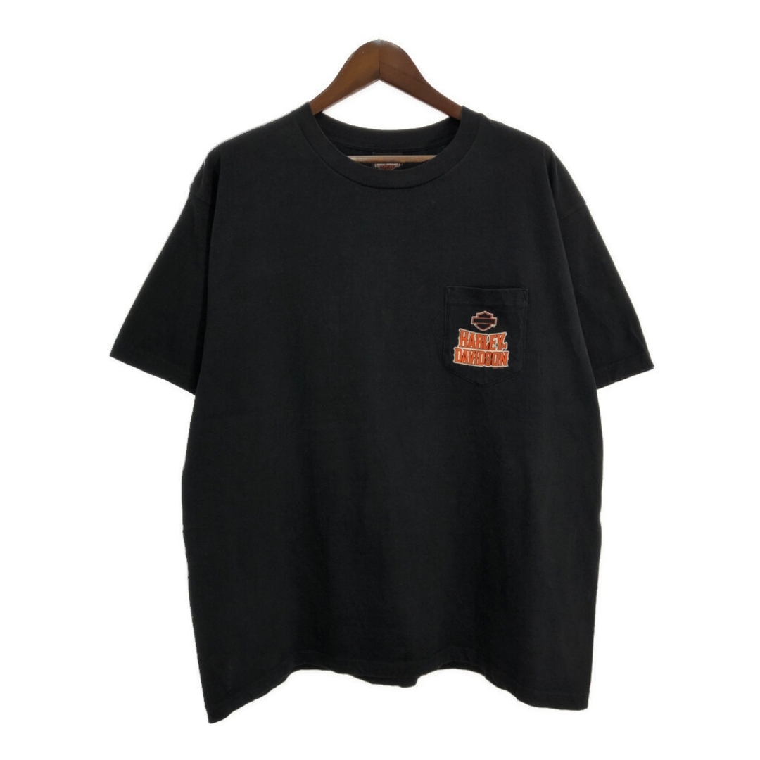 00年代 USA製 HARLEY DAVIDSON ワンポイントロゴ 半袖Ｔシャツ 大きいサイズ モーターサイクル(メンズ 2X-LARGE)U2016