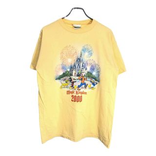 ディズニー(Disney)の00年代 Disney ディズニー ミッキー＆フレンズ Magic Kingdom 2000 半袖Ｔシャツ キャラクター イエロー(メンズ M)中古 古着 U2003(Tシャツ/カットソー(半袖/袖なし))