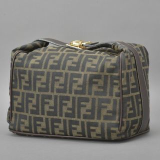フェンディ(FENDI)の未使用に近い◇フェンディ ズッカ バニティバッグ ジャガード レザー カーキ 茶(ハンドバッグ)