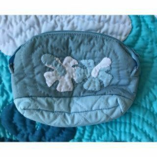 [正規品] バイカラーポーチ♡ハイビスカス♡ダスティブルー♡ハワイアンキルト(ポーチ)