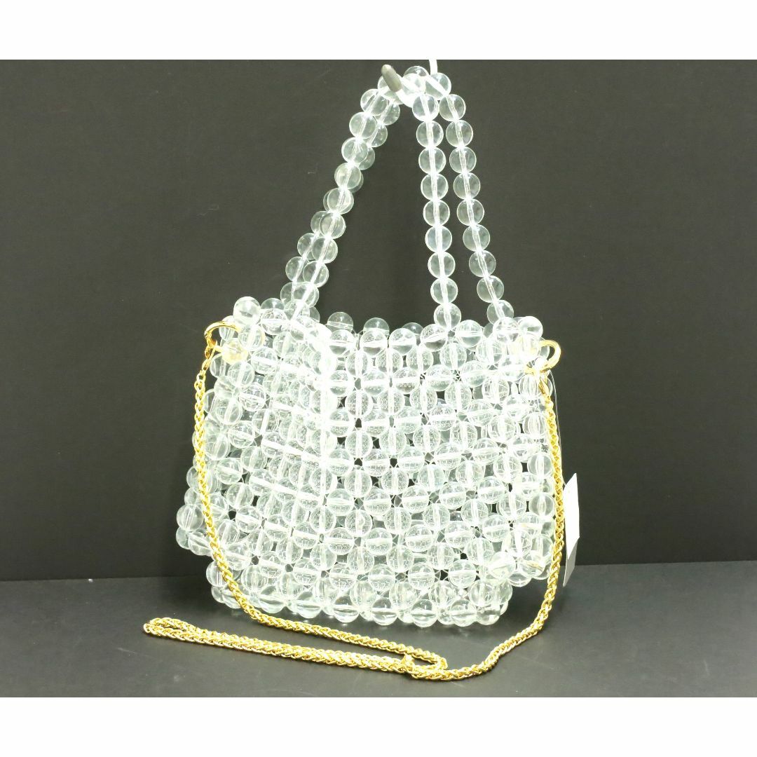 美品　クリアビーズ　ハンドバッグ　透明　18700410