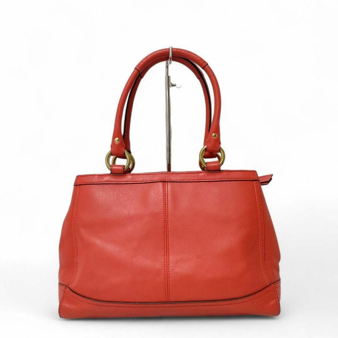 ＊極美品　COACH　ハンドバッグ　オールレザー　赤　ロゴチャーム　＊使用わずか COACH - ＊極美品 COACH ハンドバッグ オールレザー 赤 ロゴ