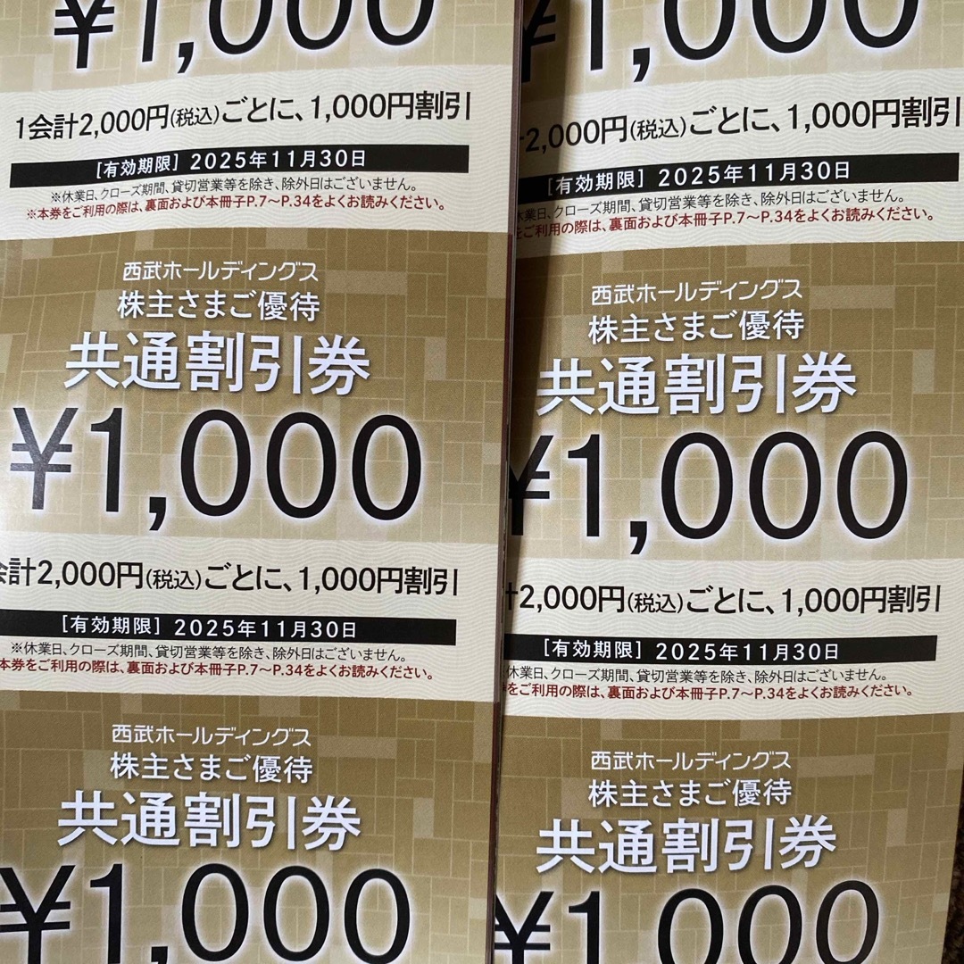 西武ホールディングス 株主さまご優待券 6000円分 チケットの優待券/割引券(その他)の商品写真