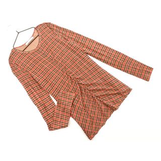 HUGO BOSS ヒューゴ･ボス 千鳥柄 チェック カットソー sizeP/ベージュｘ赤ｘ黒 ■◇ レディース