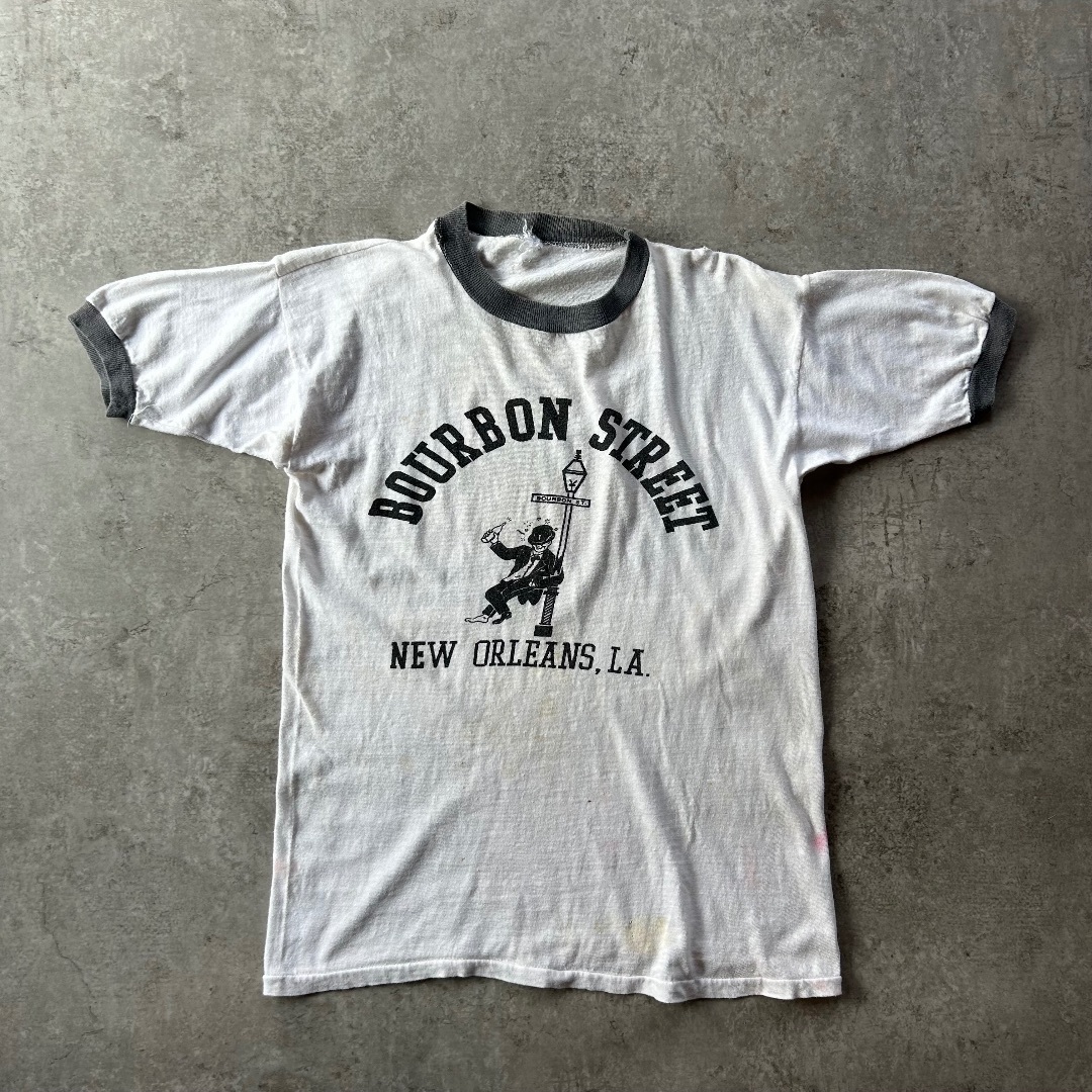 VINTAGE - 70s80s ヴィンテージリンガーtシャツ USA製 白×黒　L相当 スーベニア