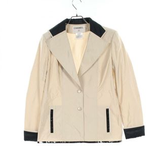 シャネル CHANEL ルサージュ ブラウン CCボタン ノーカラー