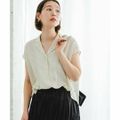 【OFF WHITE】F by ROSSO ドットクロップド開襟ブラウス