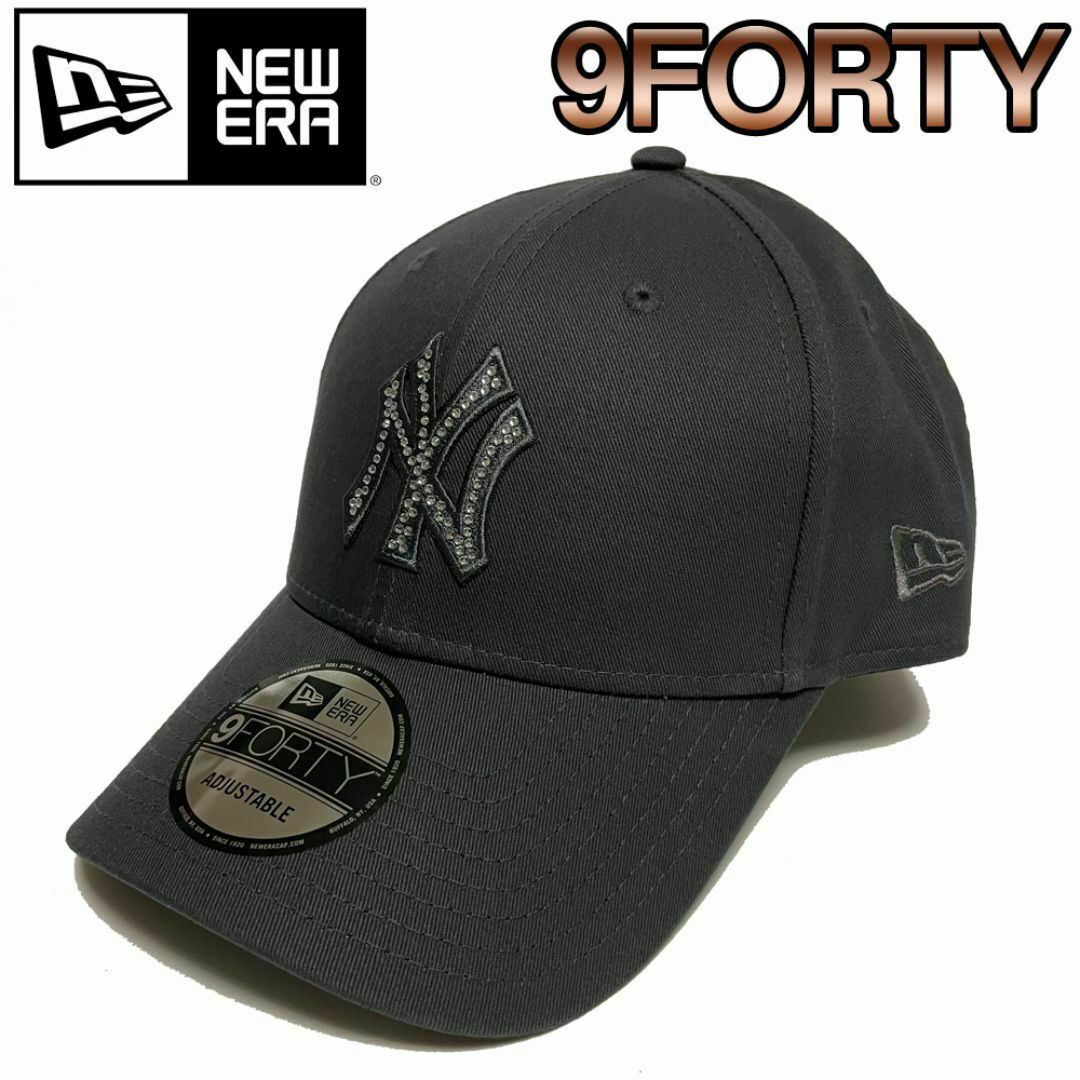 NEW ERA - ニューエラ キャップ ラインストーン グラファイト 9FORTY NY