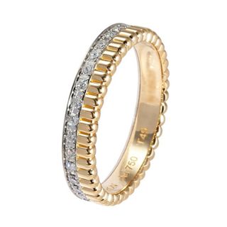 ブシュロン(BOUCHERON)のブシュロン キャトルラディアント ハーフ フルパヴェ K18YG イエローゴールド K18WG ホワイトゴールド リング 中古(リング(指輪))