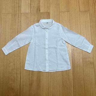 ユニクロ(UNIQLO)のユニクロ　キッズ　長袖　ブラウス　白　ホワイト　110(ブラウス)