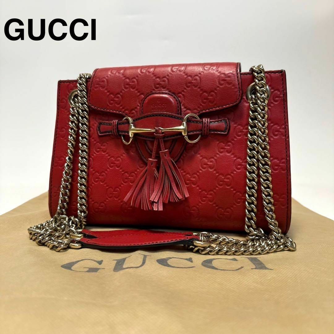 新入荷 GUCCI - p17【極美品】グッチ GGシマ レザーエミリー ホース バッグ