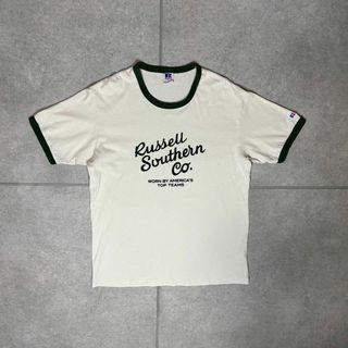ラッセルアスレティック(Russell Athletic)のラッセル　リンガーTシャツ　フロッキープリント　刺繍　アメカジ　良配色　カレッジ(Tシャツ/カットソー(半袖/袖なし))