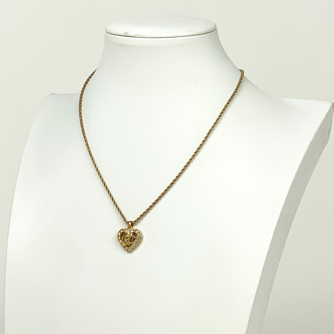 信頼への信頼 Christian Dior - クリスチャンディオール ロゴ ラインストーン ネックレス(トップつき)