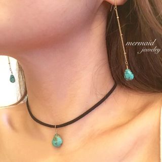 天然石 ドロップ ターコイズ ピアス  mermaid jewelry(ピアス)