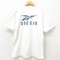 XL★古着 リーボック REEBOK 半袖 ビンテージ Tシャツ メンズ 90年代 90s ビッグロゴ 大きいサイズ コットン クルーネック USA製 白 ホワイト 【spe】 25may14 中古