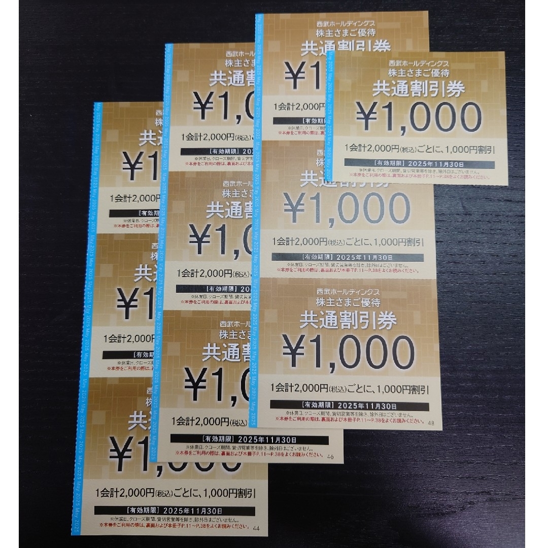 西武HD 共通割引券1,000円✕10枚 2025年11月30日まで チケットの優待券/割引券(ショッピング)の商品写真