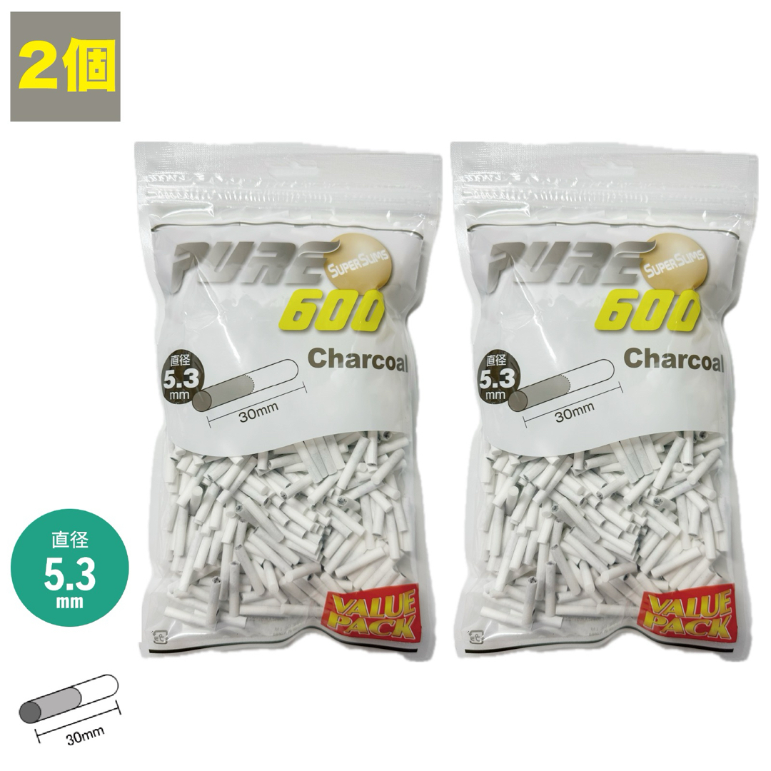 2個 PURE 手巻きタバコ用 スーパースリム チャコール フィルター 600 メンズのファッション小物(タバコグッズ)の商品写真