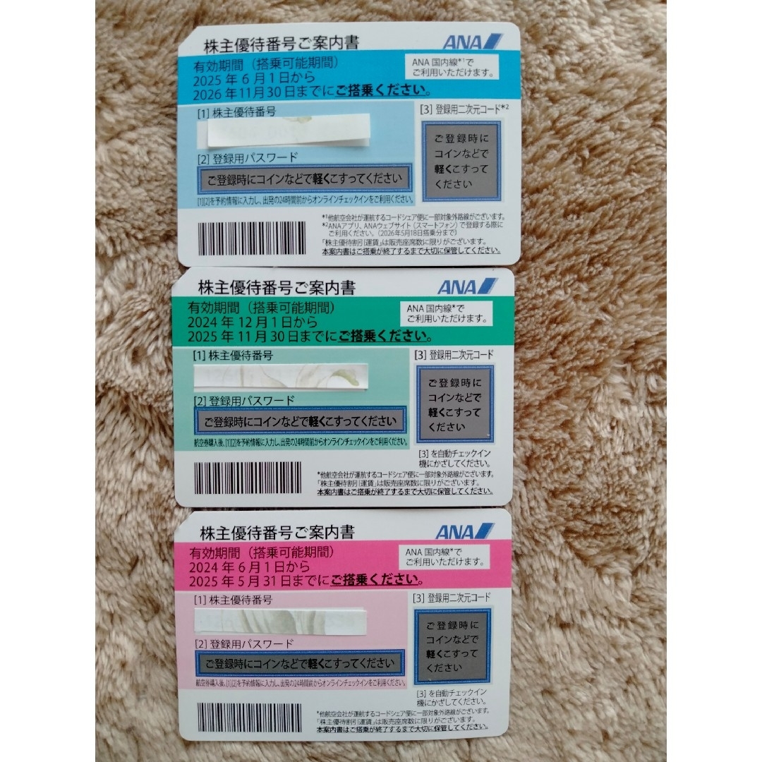 ANA(全日本空輸)(エーエヌエー(ゼンニッポンクウユ))のANA優待券3枚 チケットの優待券/割引券(その他)の商品写真