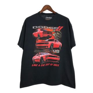 DODGE ダッジ チャレンジャー V8 半袖Ｔシャツ 大きいサイズ ブラック(メンズ 2XL)中古 古着 U2609(Tシャツ/カットソー(半袖/袖なし))