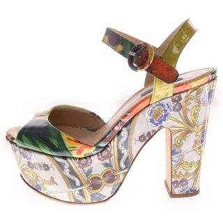 ドルチェアンドガッバーナ(DOLCE&GABBANA)のDOLCE & GABBANA ドルチェアンドガッバーナ 総柄 パテントレザー アンクルストラップ プラットフォーム ヒール パンプス マルチ レディース(ハイヒール/パンプス)