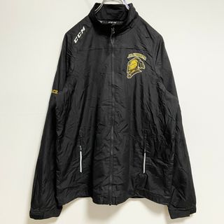 古着 used　CCM　長袖ハイネックナイロンジャケット　ジップアップアウター　ワンポイント刺繍　JR.KNIGHTS　黒　秋冬服(ナイロンジャケット)