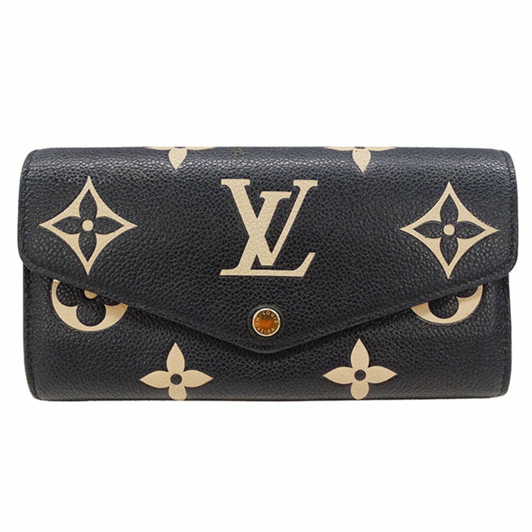 LOUIS VUITTON - ルイ・ヴィトン LOUIS VUITTON 財布 レディース ブランド 長財布 モノグラムアンプラント ポルトフォイユ・サラ ブラック ベージュ M80496 大きめ おしゃれ バイカラー ロゴ 可愛い 【中古】