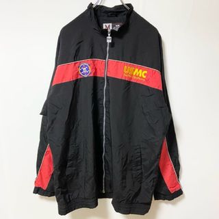 古着 used　USMC the few the proud　長袖刺繍ナイロンジャケット　海軍　黒　ビッグシルエット　XLサイズ(ナイロンジャケット)