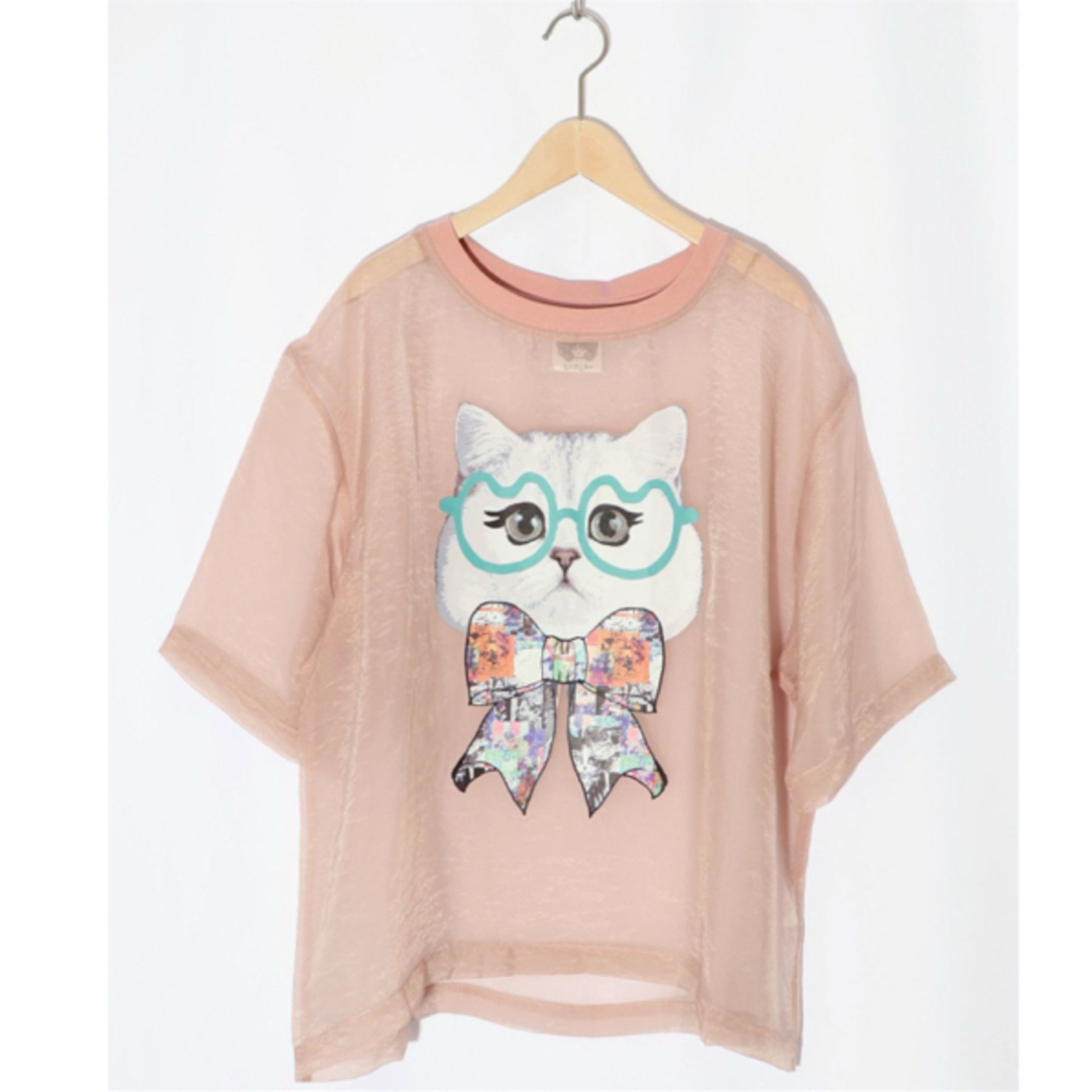 ScoLar - Scolar 眼鏡リボンネコ柄シアープルオーバー