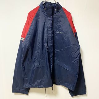古着 used　Rain Rider　長袖フルジップナイロンジャケット　ロゴデザイン　ネイビー　ビッグシルエット　XLサイズ(ナイロンジャケット)