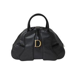 クリスチャンディオール(Christian Dior)のChristian Dior クリスチャンディオール ハンドバッグ MA-0011 レザー トロッター柄 ガリアーノ期 ブラック系 美品 中古 4b001998(ハンドバッグ)