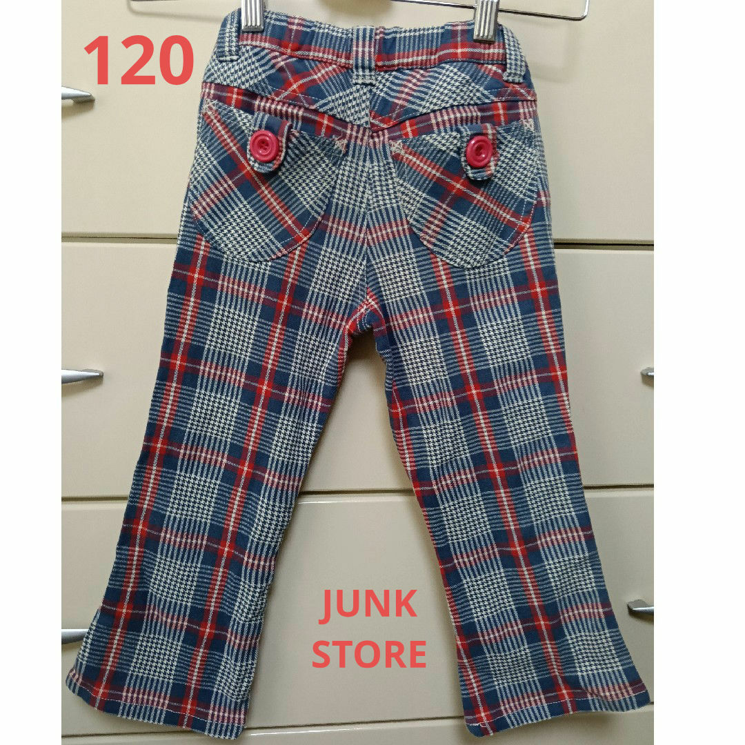 JUNK STORE(ジャンクストアー)の値下げ中!　ジャンクストア　ウエスト総ゴム　パンツ　120  レトロ　チェック  キッズ/ベビー/マタニティのキッズ服男の子用(90cm~)(パンツ/スパッツ)の商品写真