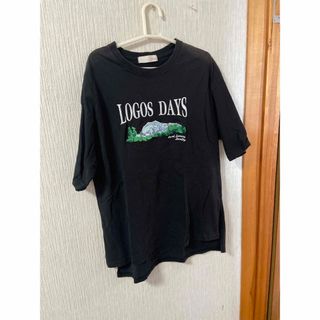 ロゴス(LOGOS)のLOGOS DAYS 刺繍入り ブラック Tシャツ(Tシャツ(半袖/袖なし))
