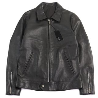 【ドンドン見直し】未使用品○cuervo bopoha クエルボ ヴァローナ TOM Satisfaction Leather Collection 牛革 襟付き キュプラサテンライニング ダブルジップ シングルライダースジャケット レザージャケット ダークブラウン 46 日本製 正規品 メンズ(レザージャケット)