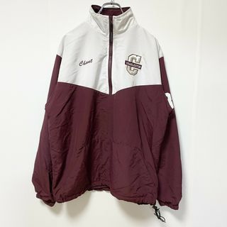 古着 used　USA製　BOATHOUSE　長袖ハーフジップナイロンジャケット　ハイネック　チャールストン　赤　白　Mサイズ(ナイロンジャケット)
