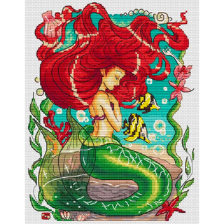 クロスステッチキット Redhead Mermaid(生地/糸)