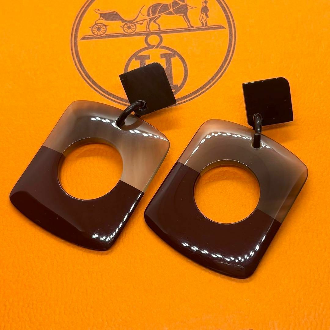 HERMES - HERMES / ダルヴァ ピアス バッファローホーン ブラウン