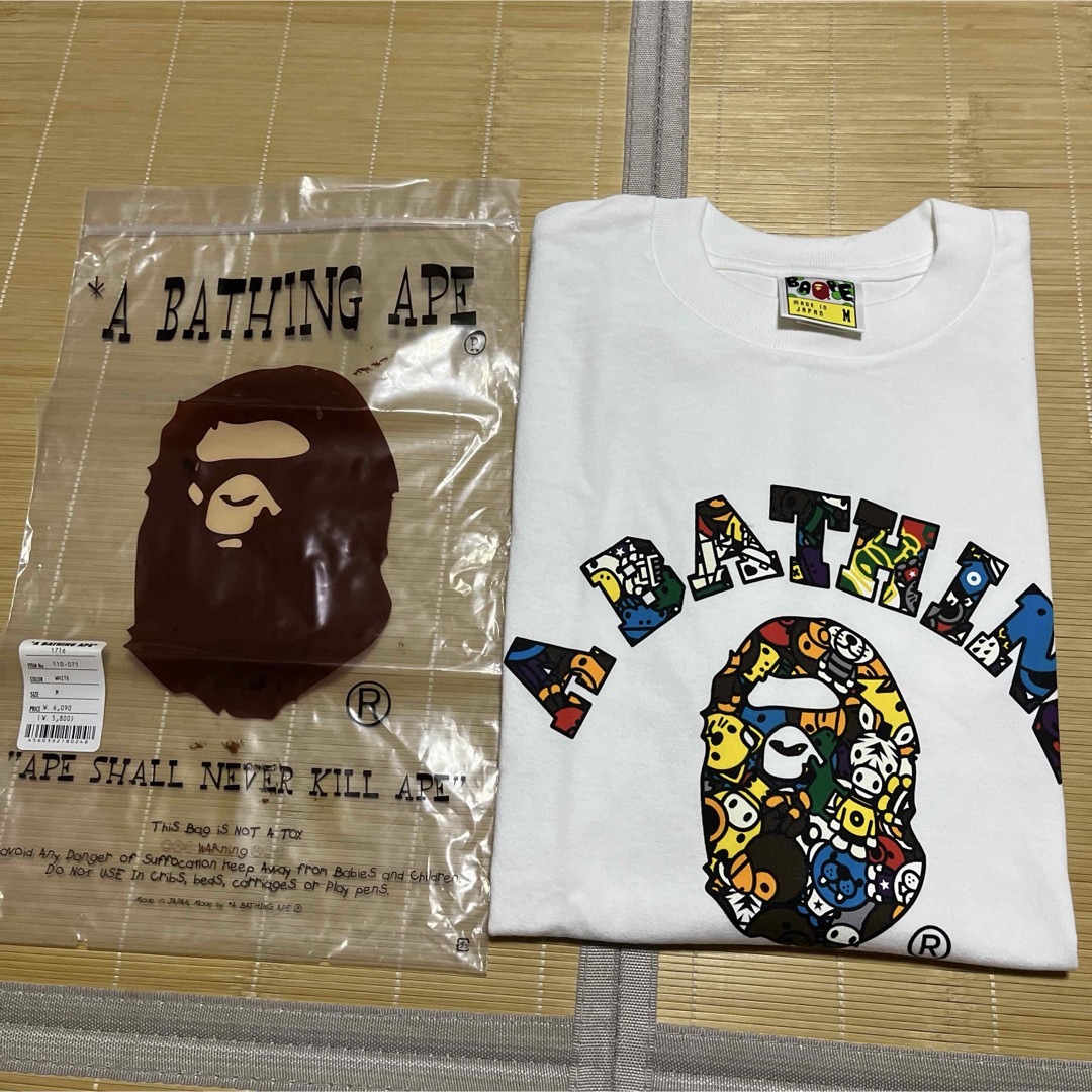 A BATHING APE - APE BAPE KAWS サファリ　COLLEGE LOGO tシャツ M