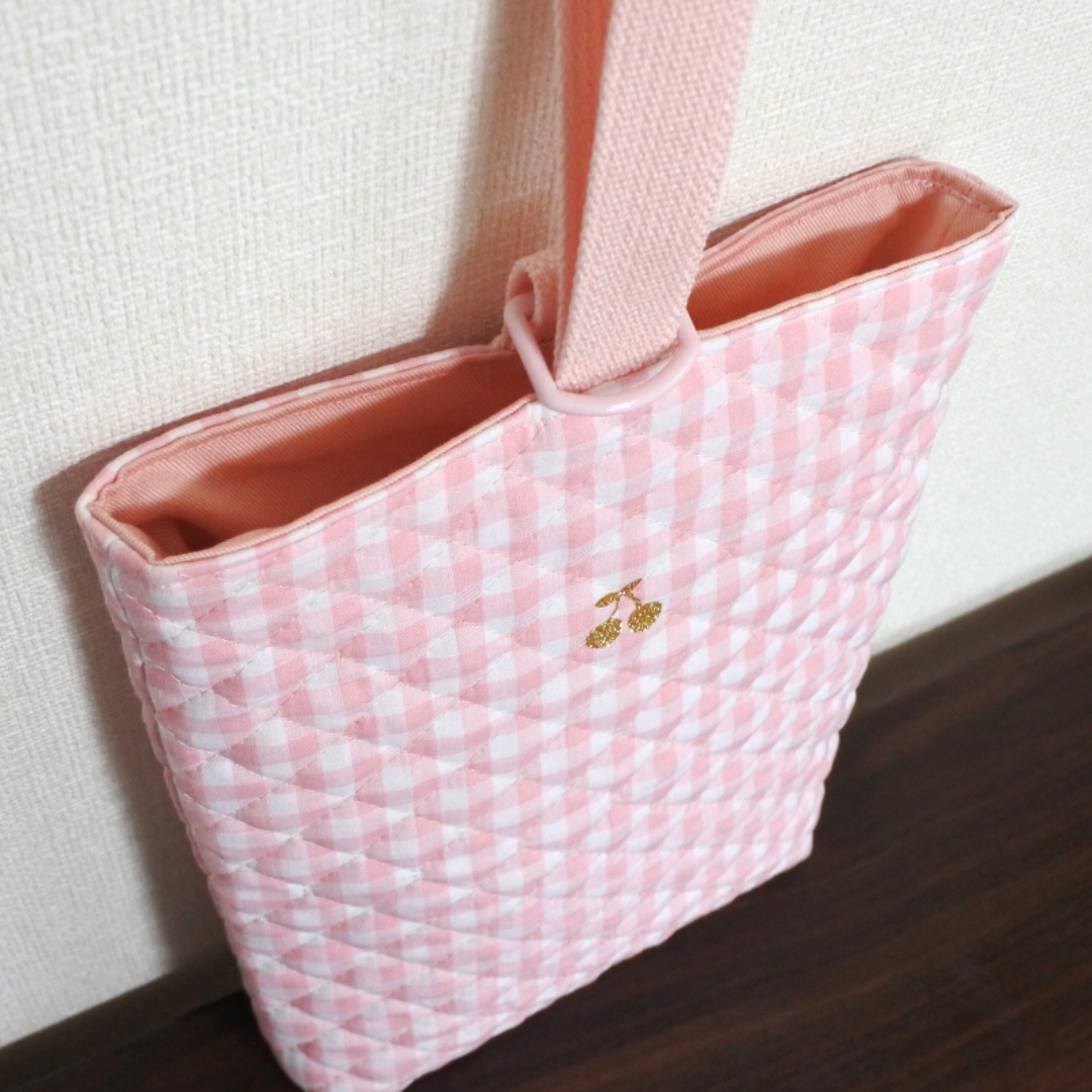 ちゃちゃ 入園入学 レッスンバッグ＆上履き袋 ギンガムチェック柄ピンク 2点セット】入園入学 レッスンバッグ＆上履き袋 ギンガム